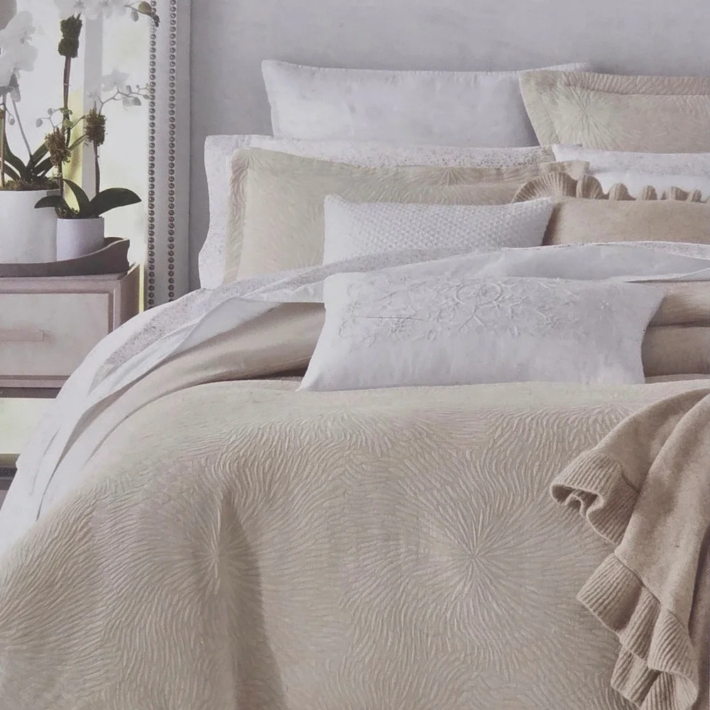 Sky Woven Mums Comforter Cover Set Twin Beige 100% Cotton Floral 2pc New